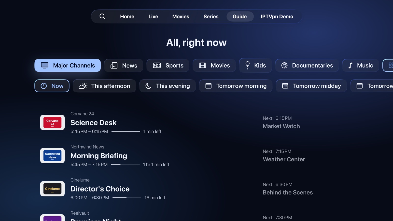 The guide: what is on right now