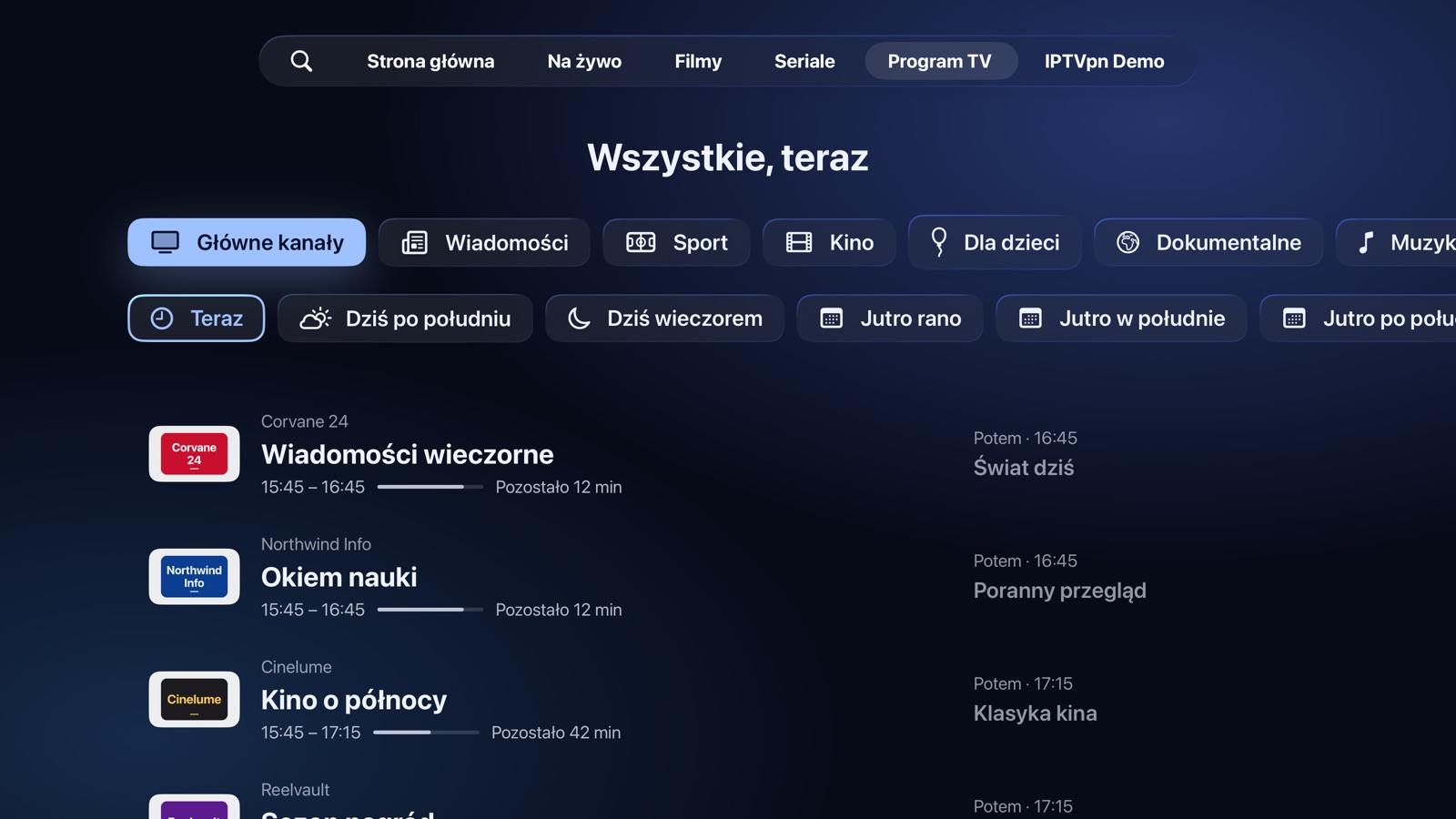 Program TV: co leci teraz, według rodzaju kanału i pory dnia