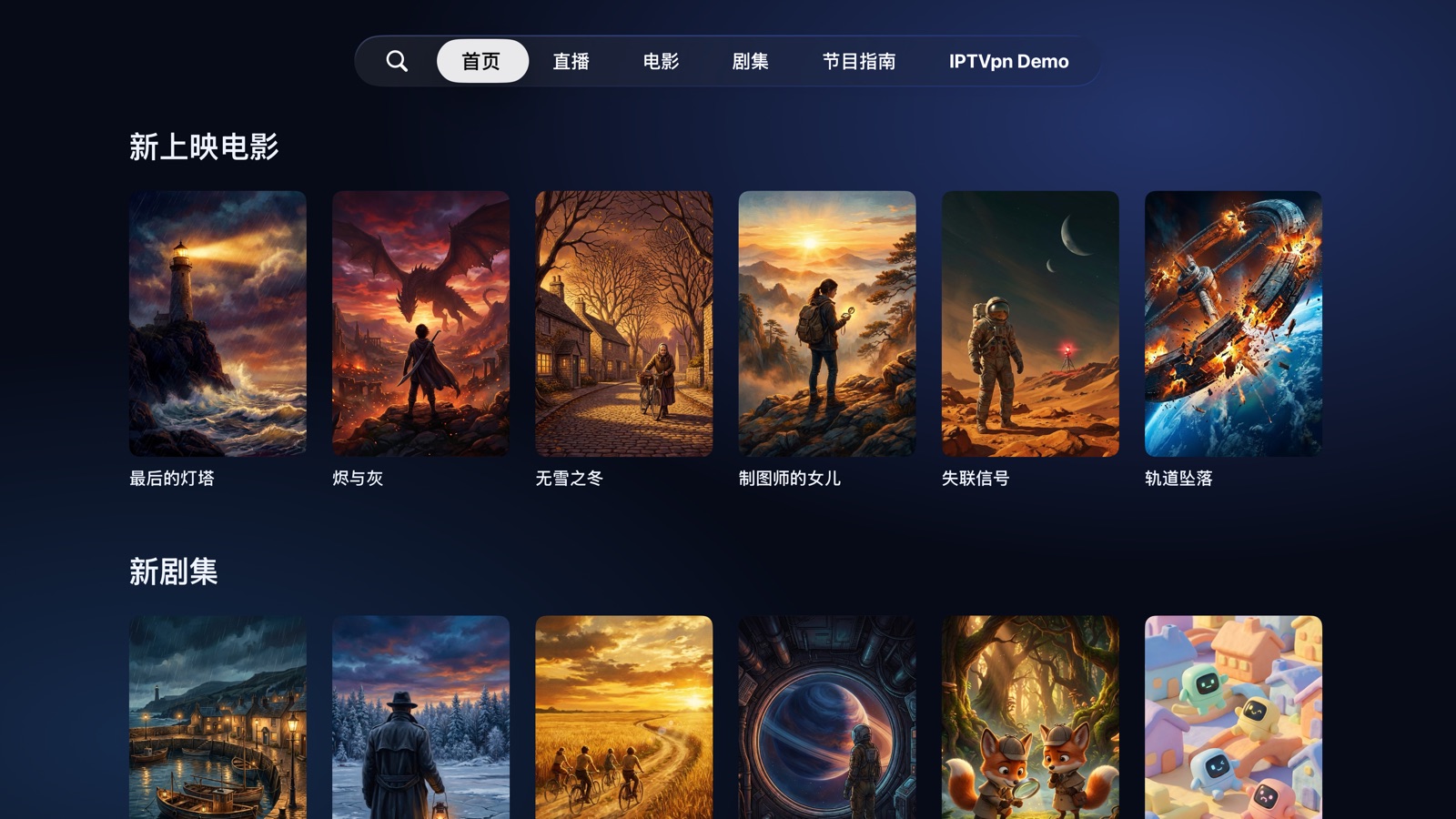主页：新上线的电影和剧集